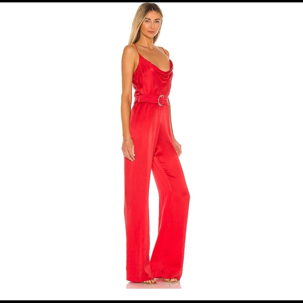 Rocio Solid Jumpsuit In Red Karina Grimaldi Small - image 2